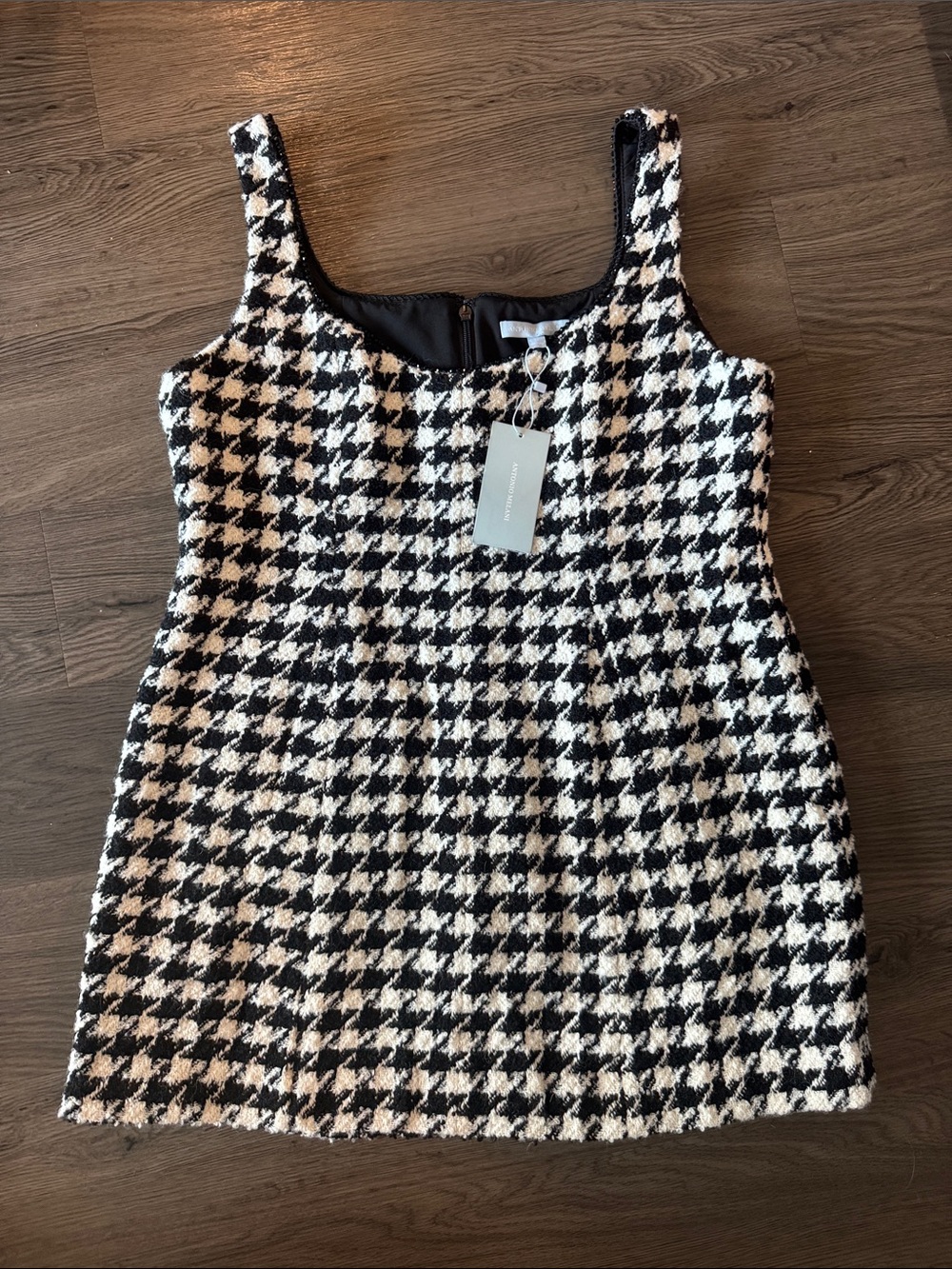 ANTONIO MELANI Black & White Houndstooth Mini Dress